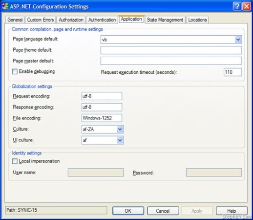 ASP.NET configuration settings