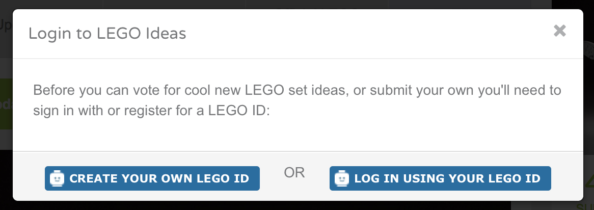 Lego Ideas Create or Login Lego ID