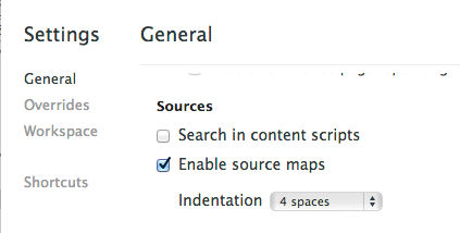 Source maps settings in DevTools
