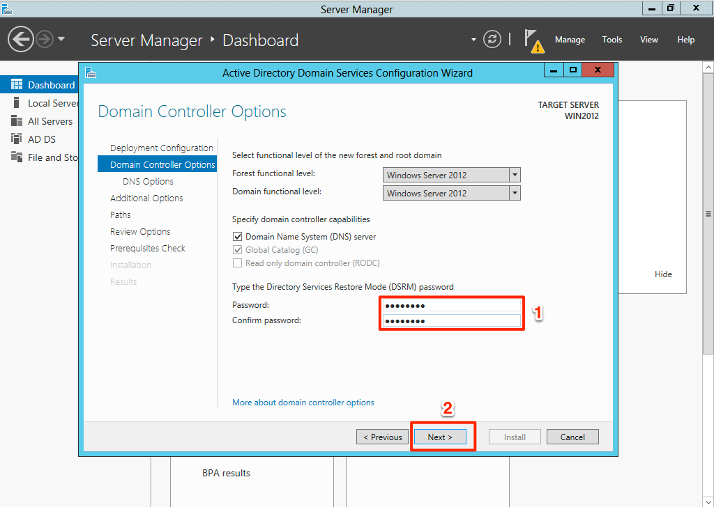 Domain Controller options