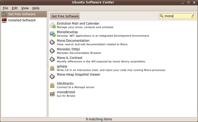 Ubuntu Software Center searching MonoDevelop