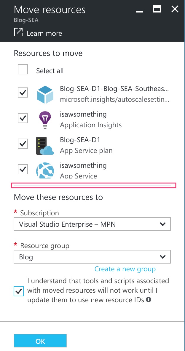 Moving resources in Azure